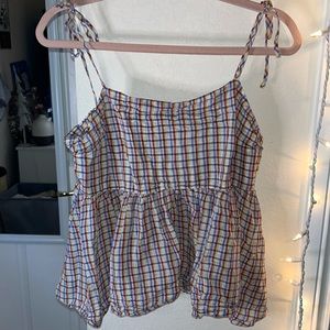 LOFT, Large, Tie-Strap Tank Top, Red, Blue, Yellow, and White